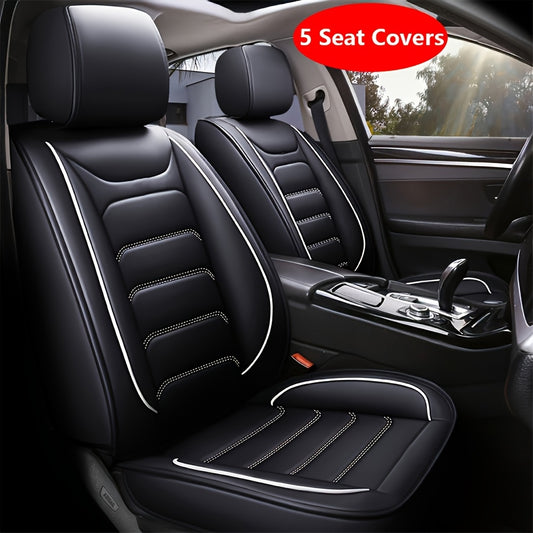 Car Seat Covers 5-Seat Faux Leather Set with Foam Padding and Optional Matching Pillow Pieces