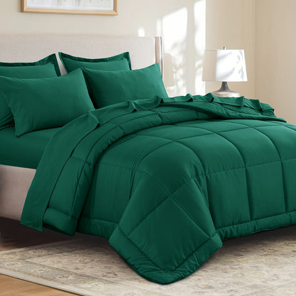 7 Piece Comforter Set Luxury Soft Fluffy Bedding All Season Bed in a Bag with Comforter Fitted Sheet Flat Sheet Pillowcases Hypoallergenic Breathable Easy Care Queen King Twin XL Full