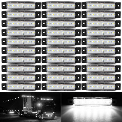 LED Side Marker Lights 30-Pack – 3.8" 6-LED Indicator Lamps for Car, Truck, Trailer & Bus, 12V Multi-Color