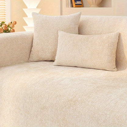 Sofa Cover 300 GSM Solid Chenille Throw with Fringe in Four Colors and Sizes from Single Seat to 71 x 150 Inches