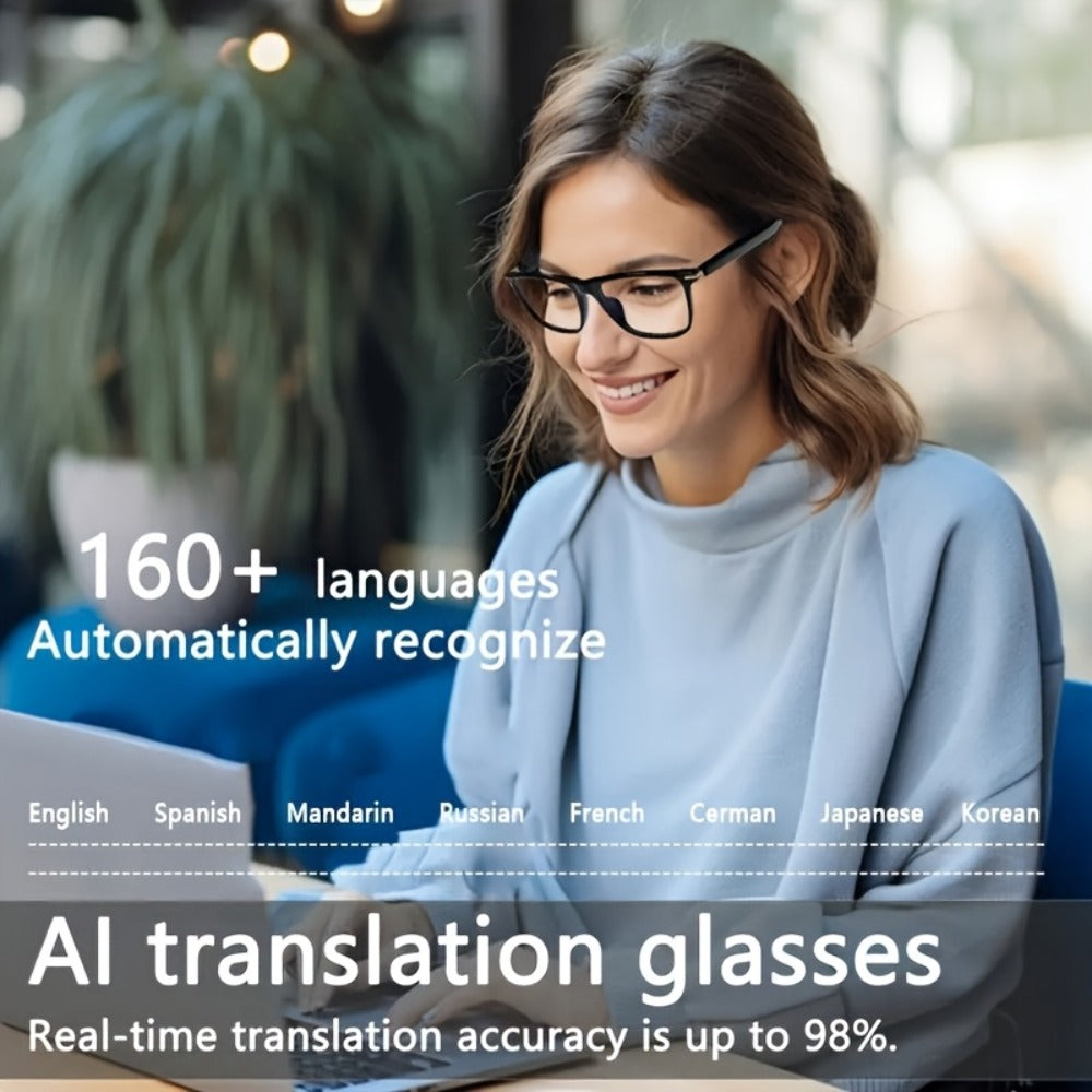 Smart Glasses 160-Language Translation Eyewear with Open-Ear Audio and Ten Photochromic or Filter Lens Options