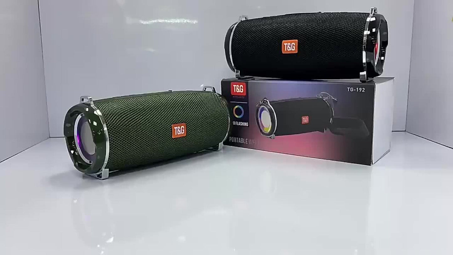 TG192 IPX4 Waterproof Portable Bluetooth Speaker Outdoor 2400mAh Rechargeable Wireless Speaker Color-Changing LED Breathing Light for Camping Picnic Party School Sports Family