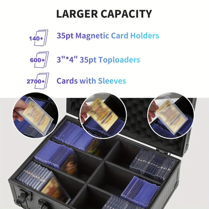 Two-Piece Hard Carrying Case Set for Trading Card Holders with Foam Dividers and Pictured Lock Hardware