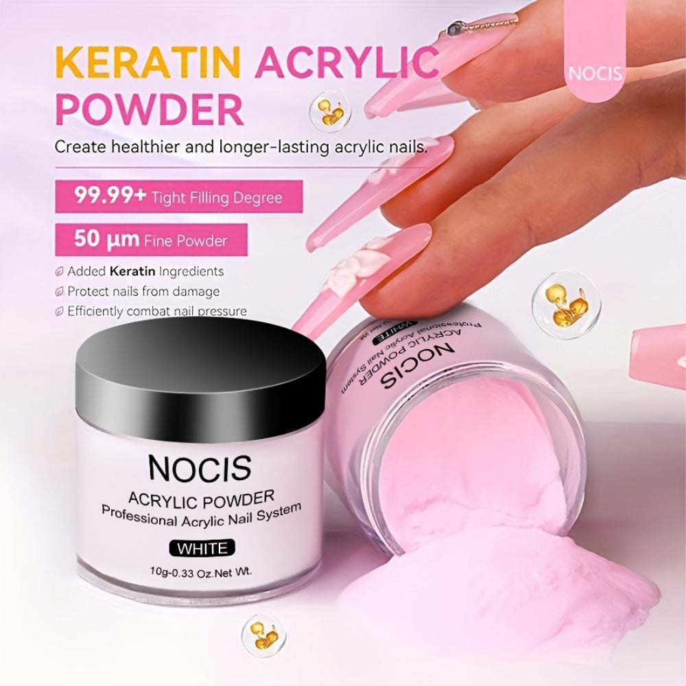 Acrylic Nail Kit NOCIS Three 10g Powders with Q Monomer, Primer, Brush Cleaner, Four Brushes and Mixing Cup