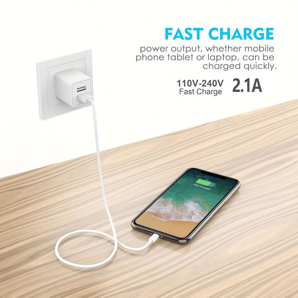 Dual Port USB Wall Charger 2.1A – JOZASHON 5V Cube Power Adapter Charging Block Brick for iPhone 16 15 14 13 12 11 Pro Max SE XS XR X 8 7 6 Plus, Samsung Galaxy, Android Phones (3-8 Pack)