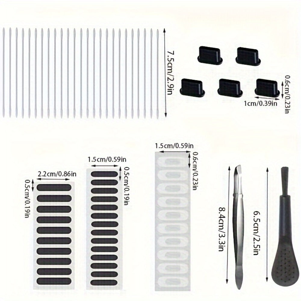 Phone Dust Plug Kit 67PCS – Type-C & Lightning Port Protectors, Speaker Dust Mesh Stickers, Cleaning Brush Set, Anti-Dust Caps for iPhone & Android Smartphones