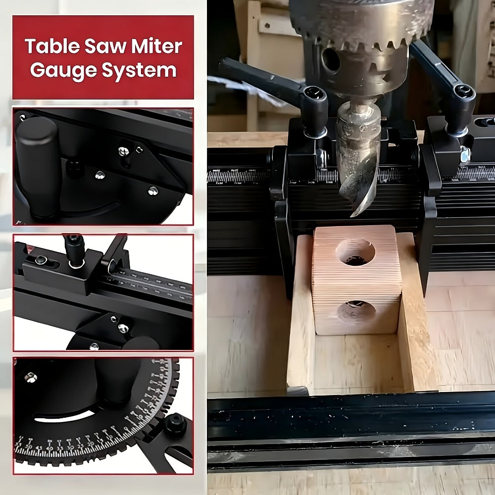 Adjustable Woodworking Miter Angle Gauge with 400 mm Fence and Black or Red Guide Rail Options