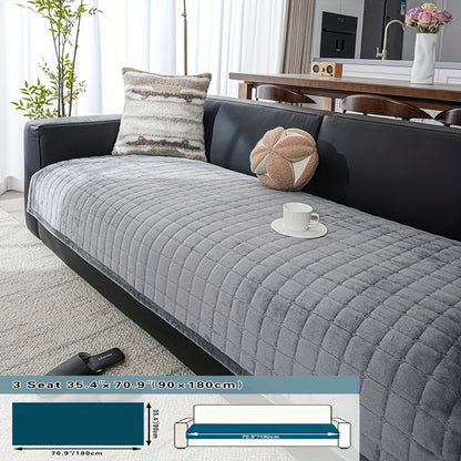Plush Sofa Cushion Cover in Coffee, Gray or White with Two-, Three- and Four-Seat Size Options