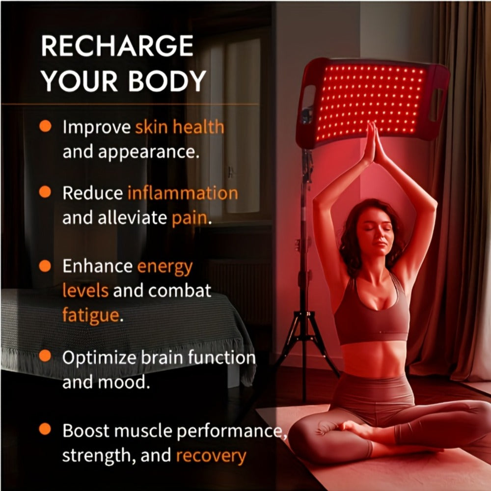 Red Light Therapy for Face & Body – 660nm Red Light & 850nm Infrared LED Lamp with Stand, Skin Rejuvenation, Anti-Aging & Pain Relief Device, Self-Care Gift for Women & Men, Birthday & Holiday Gift