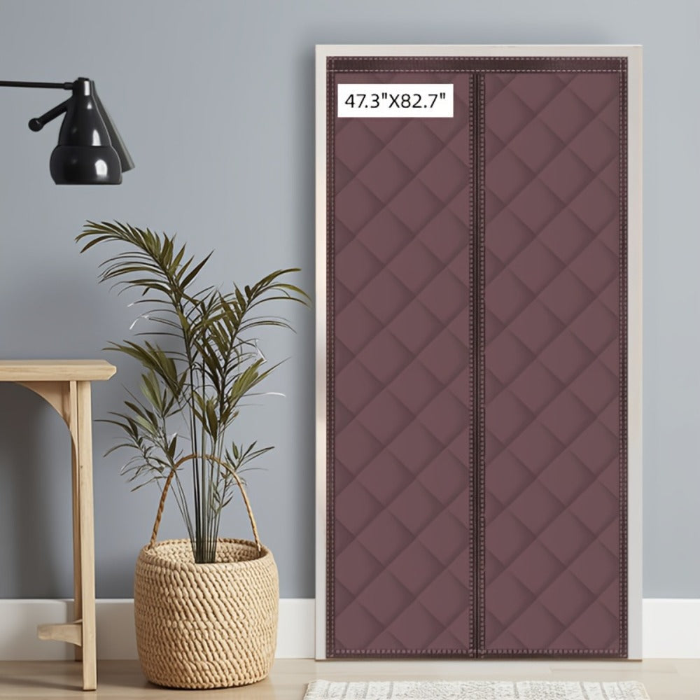 Quilted Magnetic Door Curtain in Grey or Brown with Six Exact Widths and 82.7-Inch Listed Length