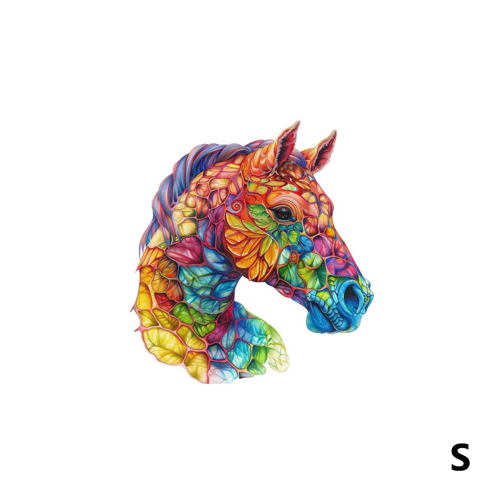 Colorful Horse Wooden Jigsaw Puzzle with Irregular Pieces and S, M and L Size Options from 4.92 to 11.02 Inches