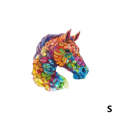 Colorful Horse Wooden Jigsaw Puzzle with Irregular Pieces and S, M and L Size Options from 4.92 to 11.02 Inches