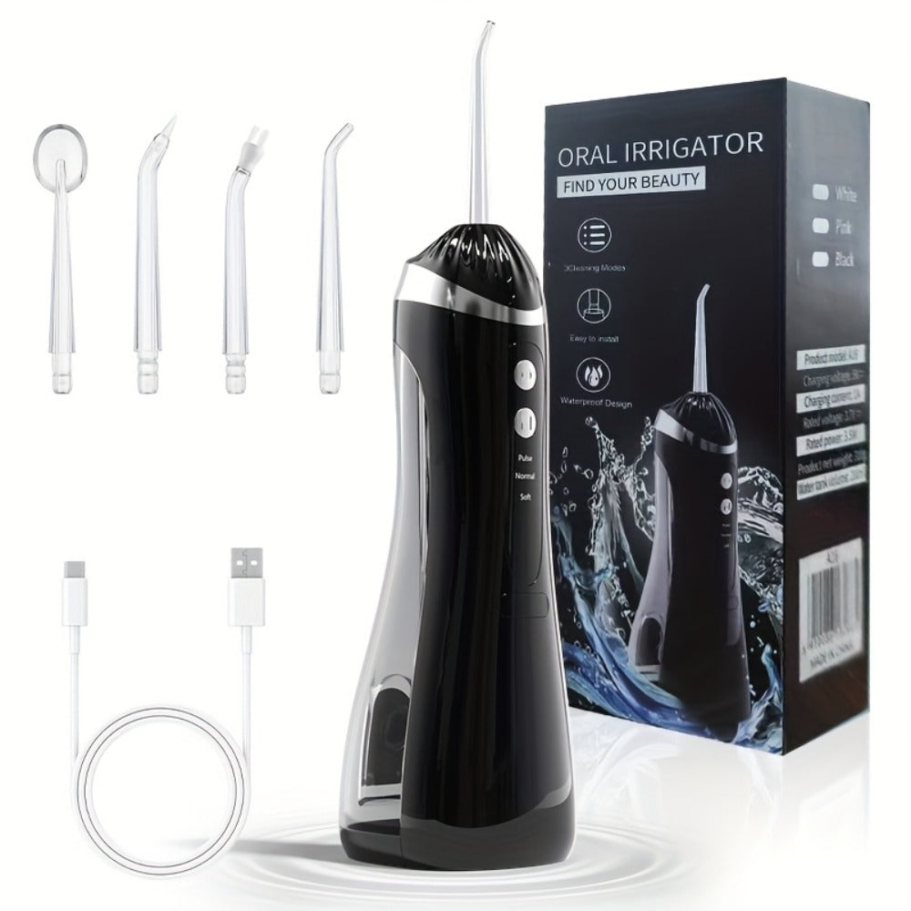 Water Flosser Portable Three-Mode Design with USB Charging, Brush Head Attachment and Three Color Options