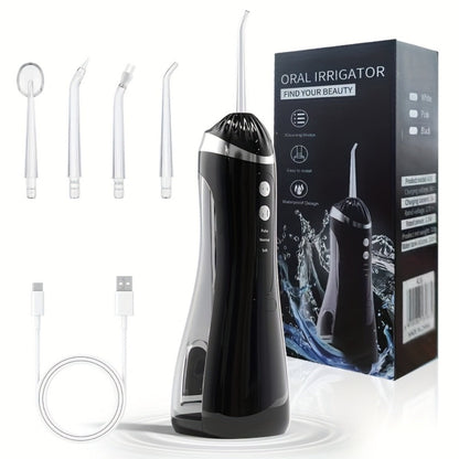 Water Flosser Portable Three-Mode Design with USB Charging, Brush Head Attachment and Three Color Options
