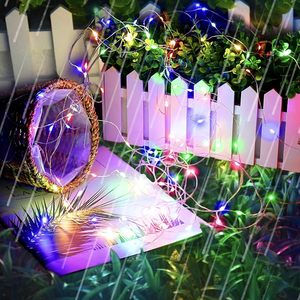 String Lights, 110-LED Solar Copper-Wire Fairy Lights with Eight Modes, Four Colors and 2-, 4- or 8-Pack Options