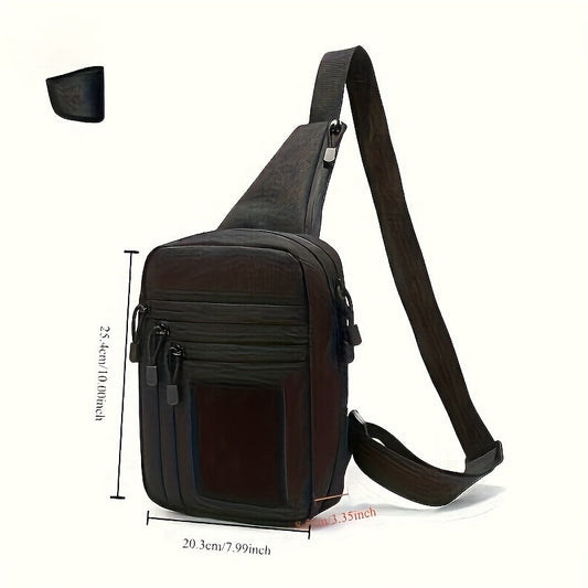 CCW Shoulder Bag Tactical Concealed Carry Bag for Men with Chest Holster Multiple Compartments EDC Sling Bag for Daily Use Shooting Range Hiking Outdoor Activities Black