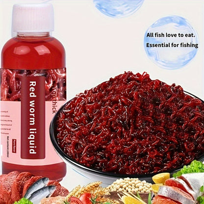 Two-Piece 100 ml Liquid Fish Bait with Red Worm Scent Label for Trout, Carp, Bass and Cod Fishing