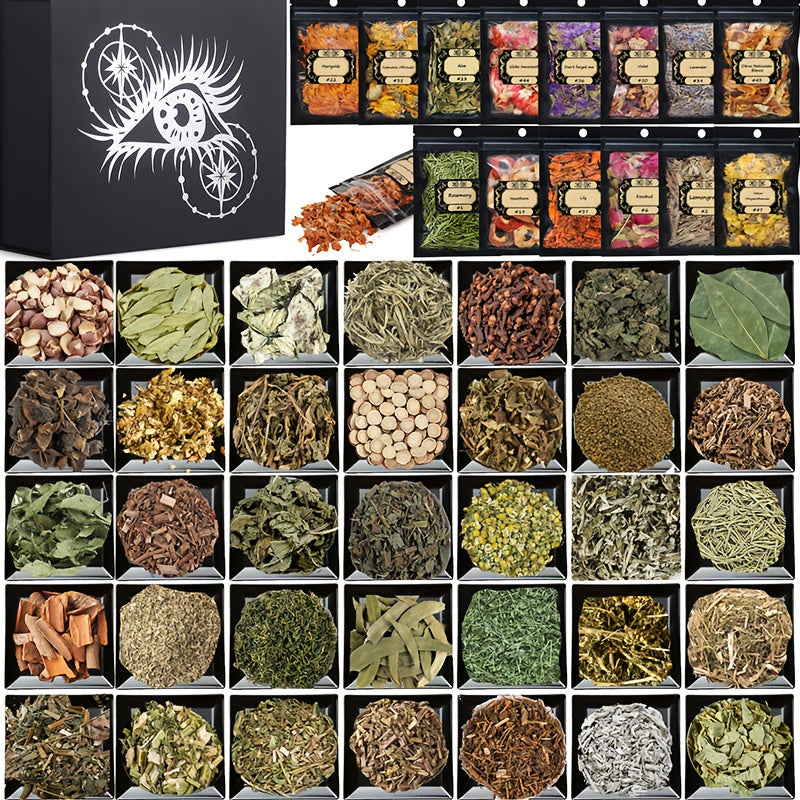 Dried Herbs for Witchcraft 50-Pack – Bulk Dried Flowers & Herb Kit for Wicca Beginners, Pagan Rituals, Magic Spells & Altar Supplies, Candle & Soap Making, Esoteric Witchcraft Gift Set