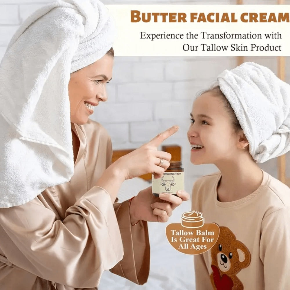 Body Cream 2-Pack Whipped Tallow Honey Balm in 120g Jars for Face, Hands and Everyday Body Care