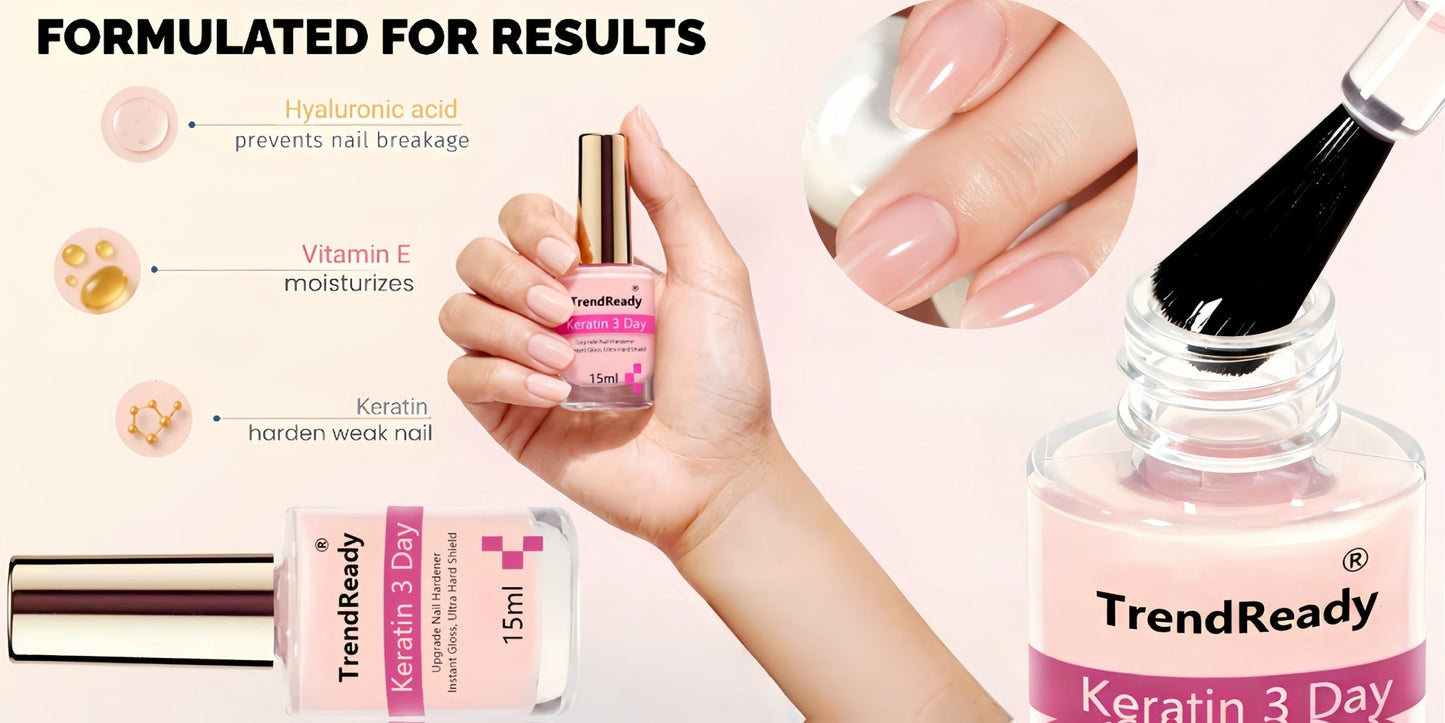 Pink-Label Nail Care Coating Two-Pack in 15 ml Square Bottles with Gold Caps and Brush Applicators