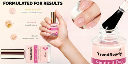 Pink-Label Nail Care Coating Two-Pack in 15 ml Square Bottles with Gold Caps and Brush Applicators