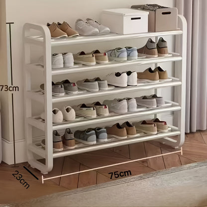 Shoe Storage Organizer 5-Layer Narrow White Rack for Entryway, Closet, Living Room and Door Areas