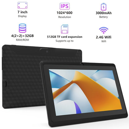 Android Tablet 7-Inch with Android 14, 32GB Internal Storage, Quad-Core CPU and Protective Case Choices