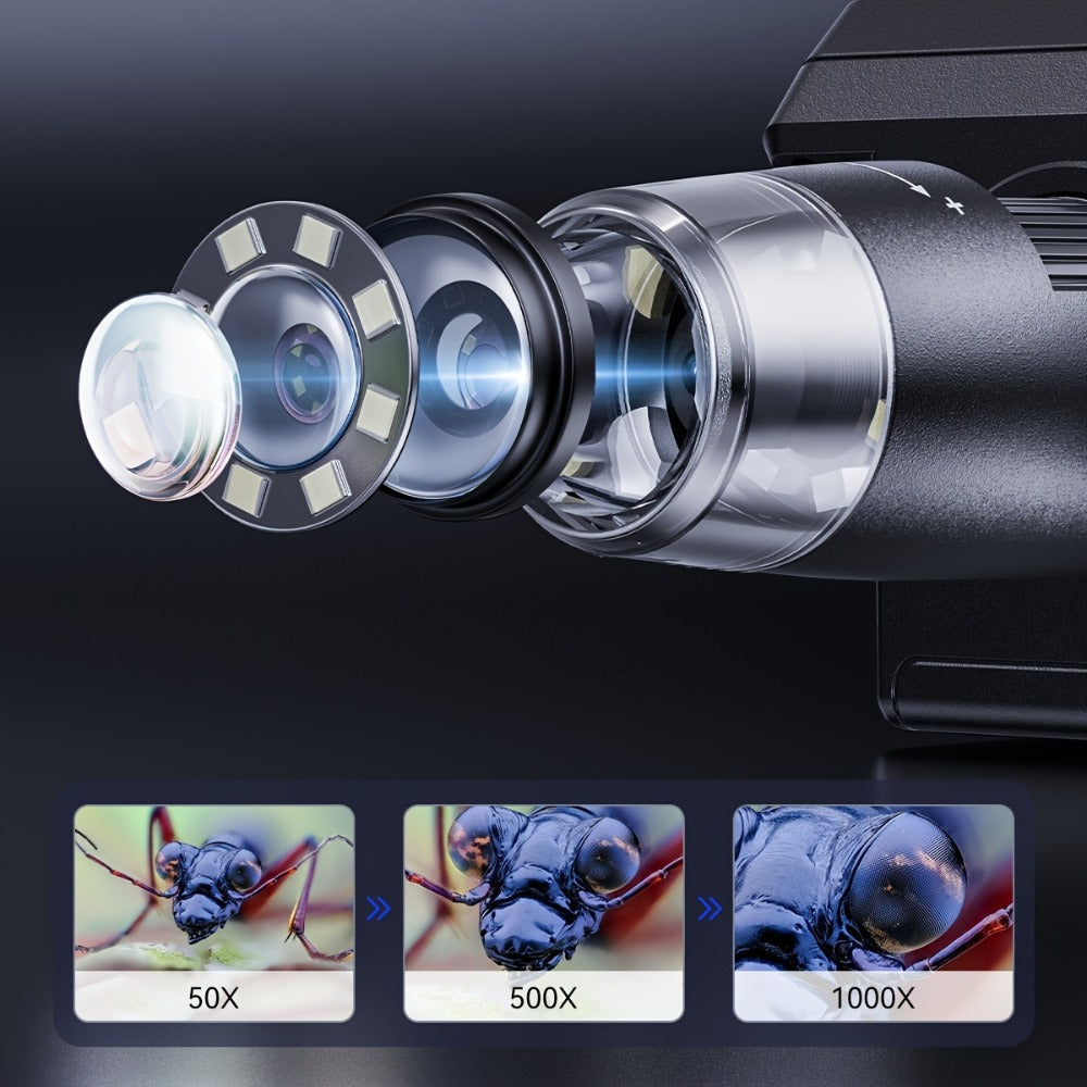 1000X Computer Digital Microscope 8 LED Lights Real Shot Rendering USB Biological Electron Microscope for Windows PC Coin Inspection Science Education STEM Kids Adults