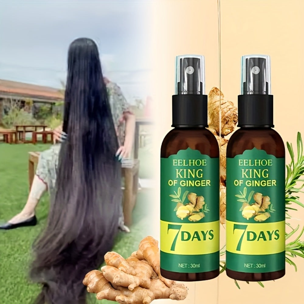 Ginger & Biotin Hair Growth Gift Set 2-Pack - Ginger Scalp Oil + Biotin Strengthening Serum 7-Day Nourishing Treatment for Hair Loss Moisturizing All Hair Types Women Men