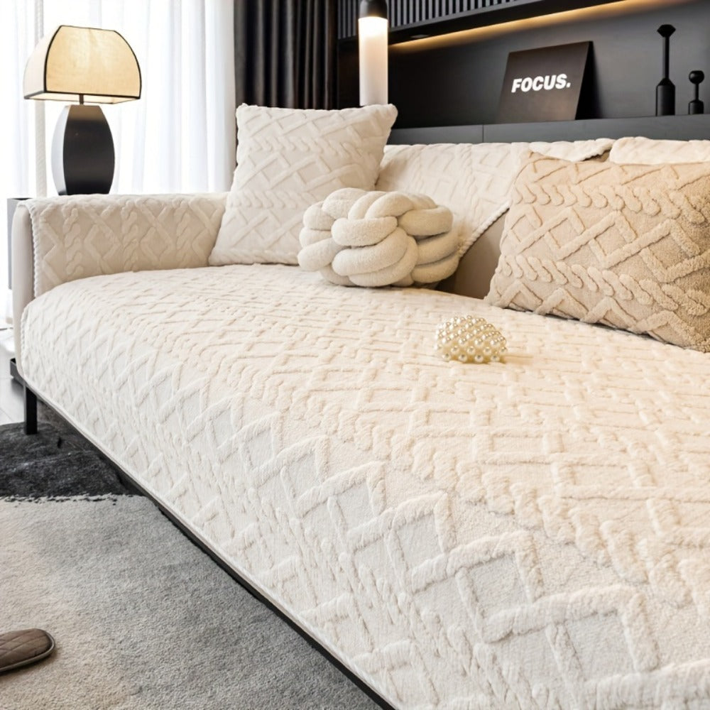 Sofa Cover Plush-Texture Modular Panels for Single to 4 Seats, Backrest, Armrest or Throw Pillow