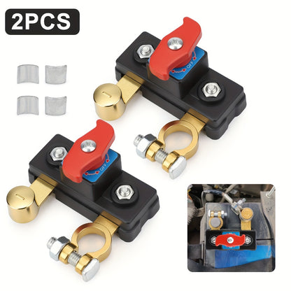 Battery Disconnect Switch 2pcs – Rotary Isolator Cut-Off for 12V & 24V Systems, Brass Corrosion-Resistant, Fits Cars Trucks Boats – No-Tool Installation