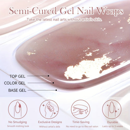 Semi Cured Gel Nail Strips Kit with Handheld LED Nail Lamp — 20 Real Gel Nail Stickers Wraps for DIY Nail Art Manicure at Home, Glitter & Flower Designs, Easy Apply Long-Lasting Chip-Resistant Gel Finish