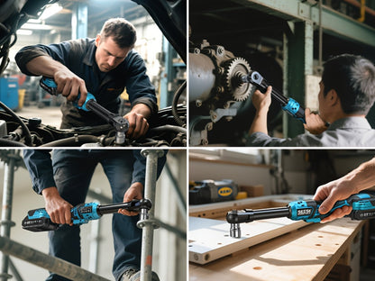 21V Power Ratchet Wrench Set 3/8'' Drive, 59 Ft-lbs 400 RPM Cordless Electric Ratchet, Variable Speed Trigger, 2x 2.0Ah Batteries & Charger, 8 Sockets, 3'' Extension Bar, 1/4'' & 1/2'' Adapter Included
