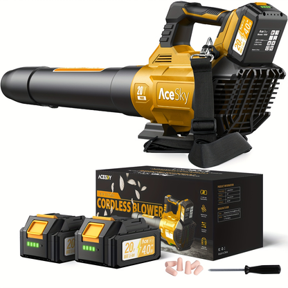 Cordless Leaf Blower 580CFM 160MPH, 2×4.0Ah Battery Powered, 3-Speed Adjustable, Lightweight Ergonomic Design with Shoulder Strap & Extension Nozzle for Lawn Yard Patio