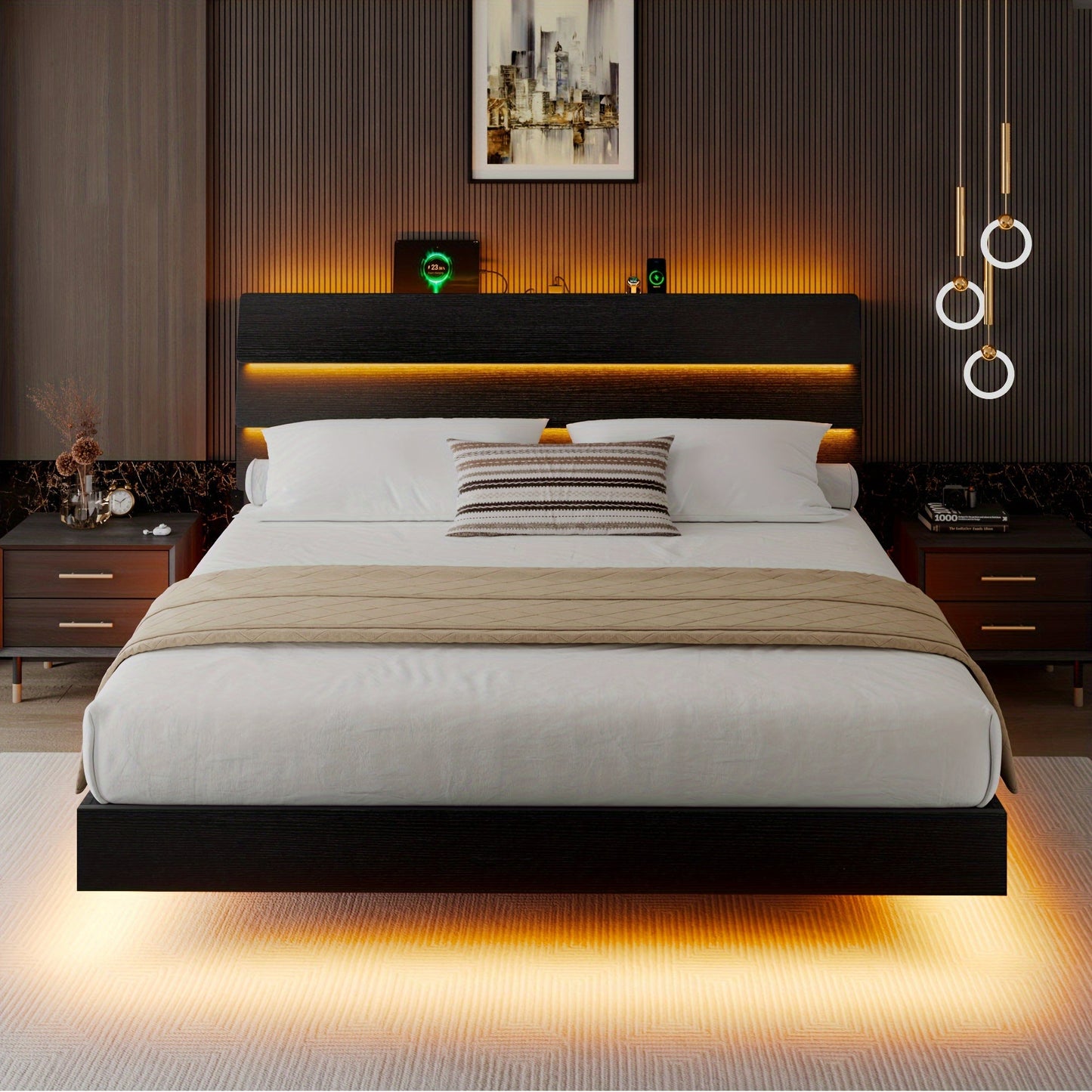 Bed Frame shown in the Black, King option