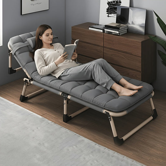 Foldable Bed Frame with Mattress, No Assembly Required, Adjustable Headboard, Folding shown in the main product view