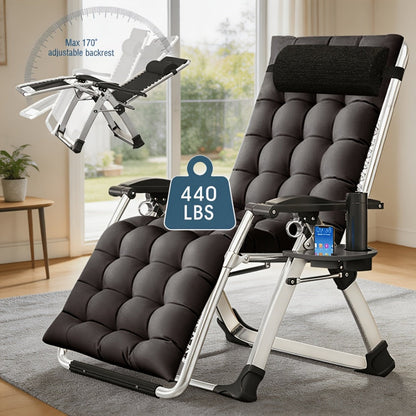 Foldable Chaise Lounge Chair with Removable Cushions and Adjustable Headrest for Patio detail image - detail view 5