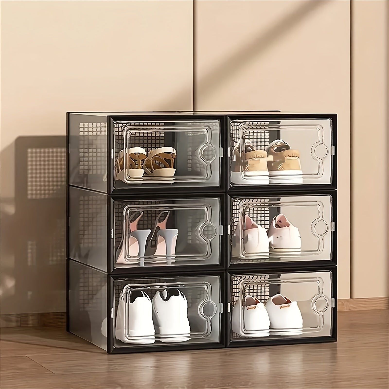 Shoe Box shown in the Black, 6pcs option