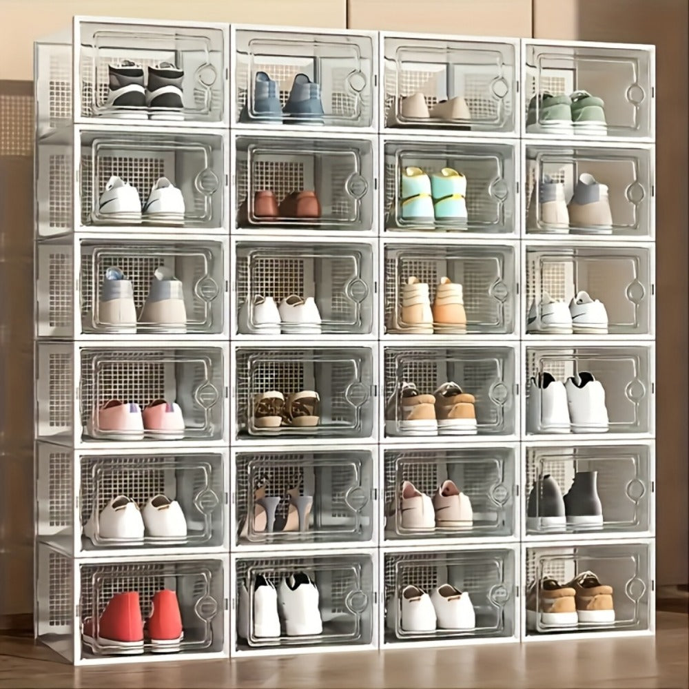 Foldable Clear Stackable Shoe Storage Box with Secure Lid and Stackable Design detail image - detail view 11