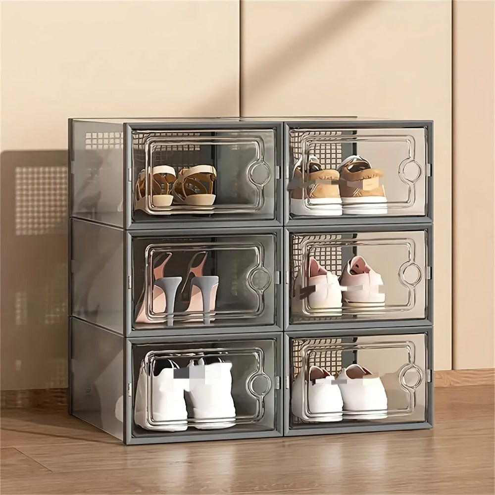 Foldable Clear Stackable Shoe Storage Box with Secure Lid and Stackable Design detail image - detail view 13