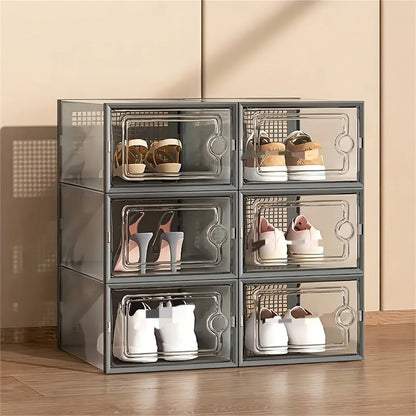Foldable Clear Stackable Shoe Storage Box with Secure Lid and Stackable Design detail image - detail view 13