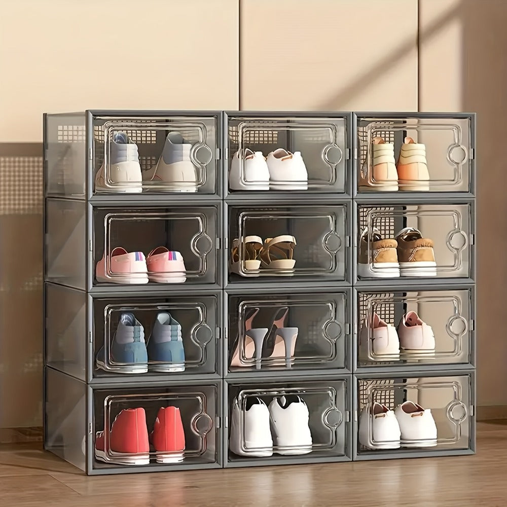 Foldable Clear Stackable Shoe Storage Box with Secure Lid and Stackable Design detail image - detail view 14