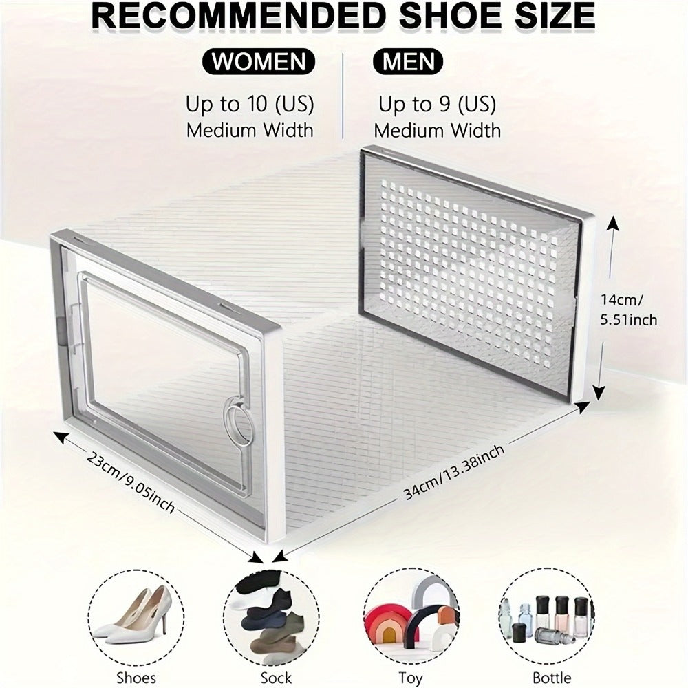 Foldable Clear Stackable Shoe Storage Box with Secure Lid and Stackable Design detail image