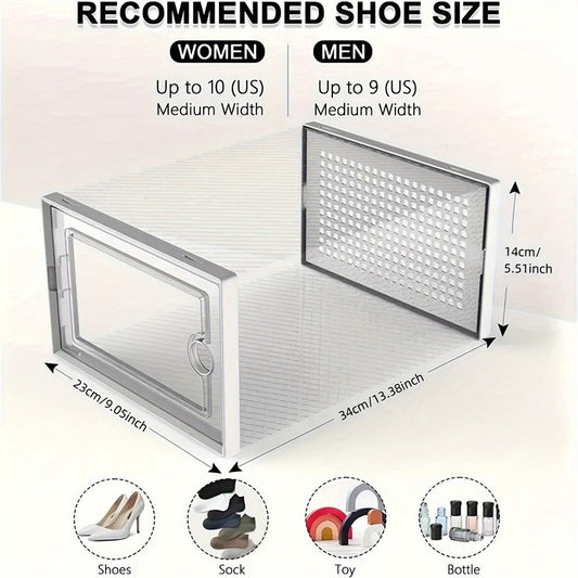 Foldable Clear Stackable Shoe Storage Box with Secure Lid and Stackable Design detail image