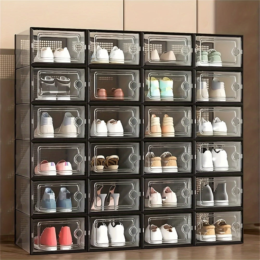 Foldable Clear Stackable Shoe Storage Box with Secure Lid and Stackable Design detail image - detail view 6