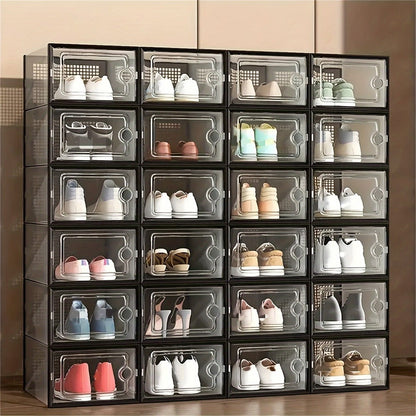 Foldable Clear Stackable Shoe Storage Box with Secure Lid and Stackable Design detail image - detail view 6