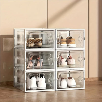 Foldable Clear Stackable Shoe Storage Box with Secure Lid and Stackable Design detail image - detail view 8