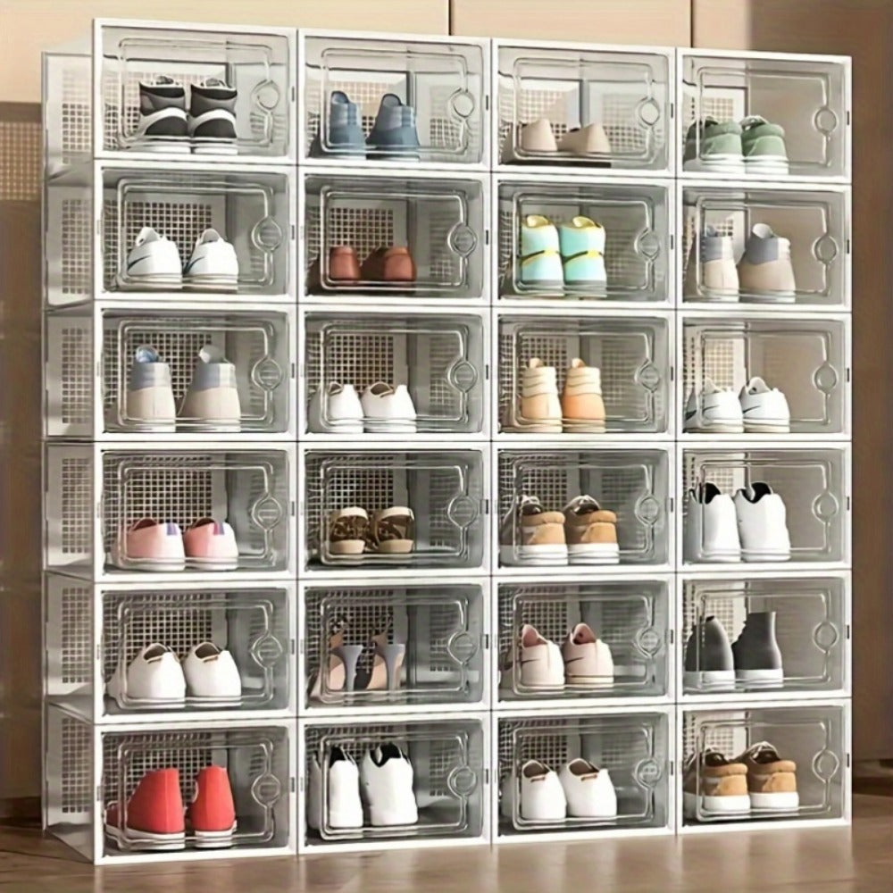 Foldable Clear Stackable Shoe Storage Box with Secure Lid and Stackable Design detail image - detail view 9