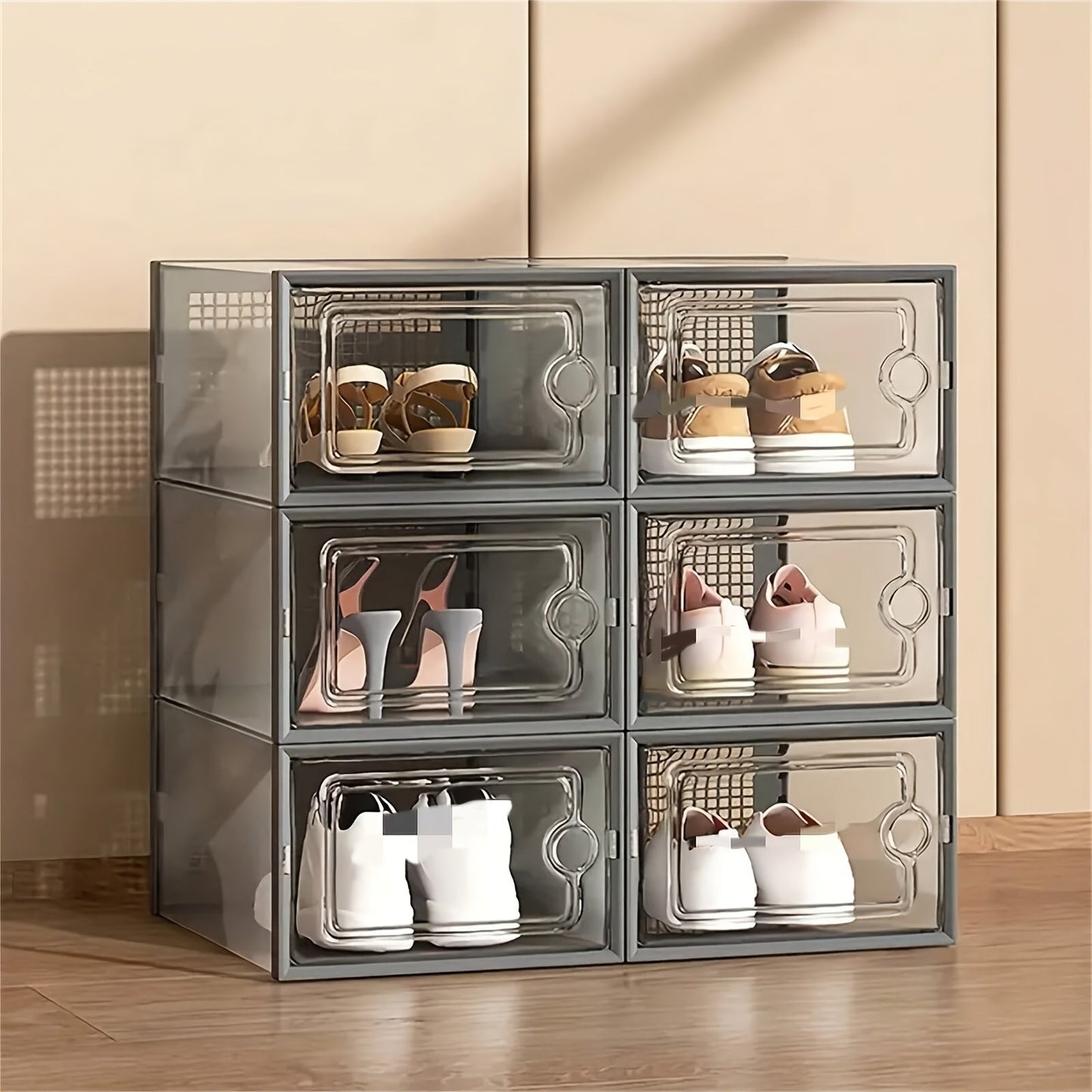 Shoe Box shown in the Gray, 6pcs option