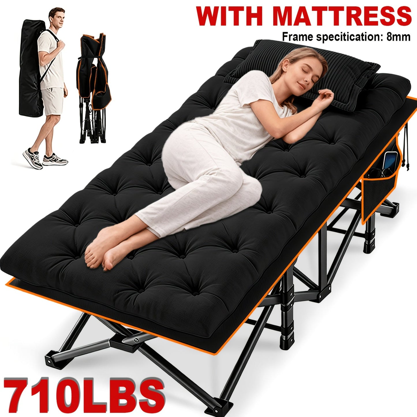 Camping Bed shown in the 710 lbs - Black ● option